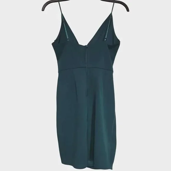 Emerald Green Bodycon Dress with Ruffle Love, Nickie Low Size 5 - Picture 3 of 4